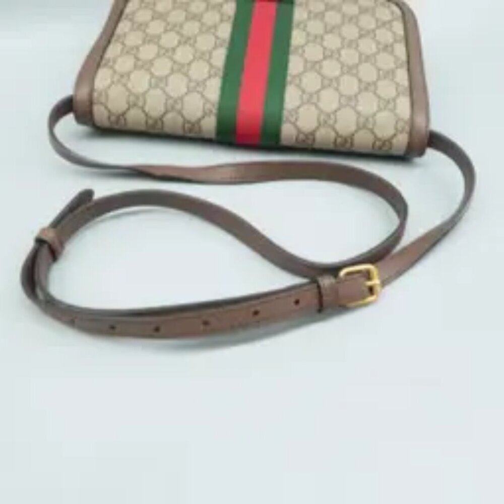 100% Authentic GUCCI Ophidia Brown Canvas Shoulder Bag - Picture 4 of 12